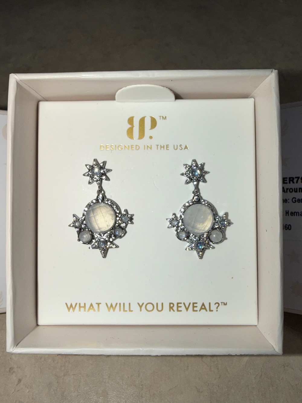 Bomb Party Halo Earrings-Halo Around My Heart Moonstone on Hematite